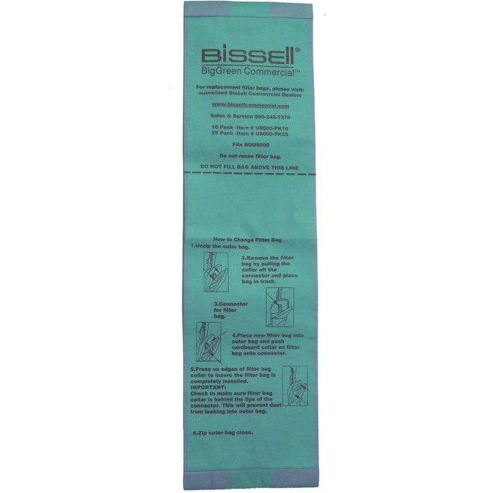 Bissell BigGreen Commercial U8000 Vacuum Bags, Pack of 25